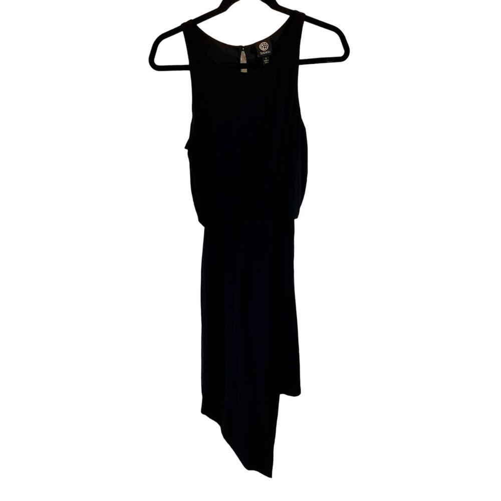 Bobeau Asymmetrical Bottom Sleeveless Black Dress with Elastic Waist - Small